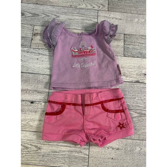 American Girl doll birthday Party Celebrate shirt + short set LOT fits Truly Me - Picture 1 of 2